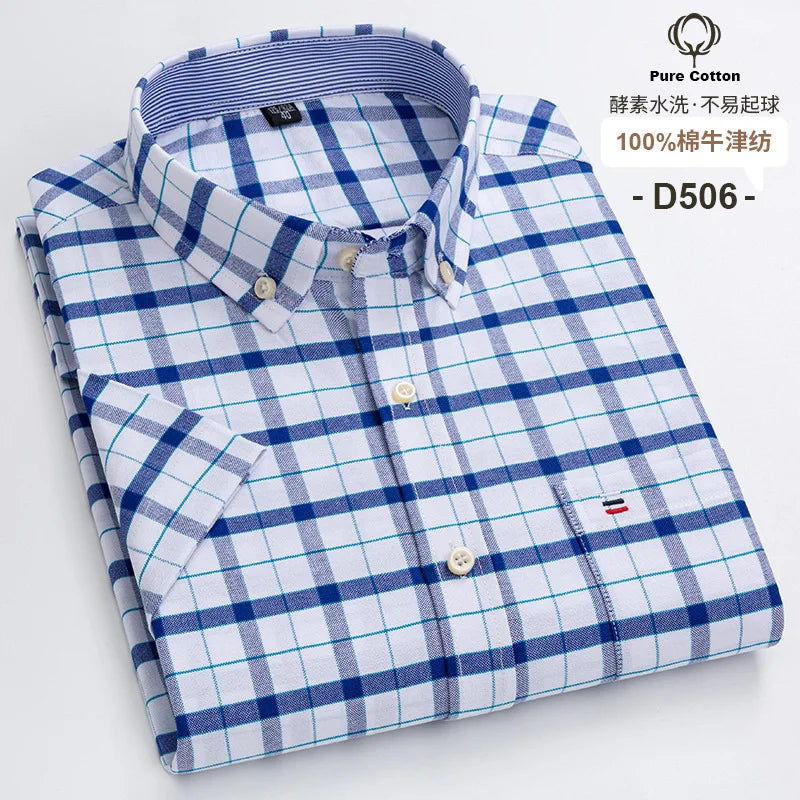 Men's Casual Short Sleeve Shirt - 100% Cotton Classic Fit 7XL