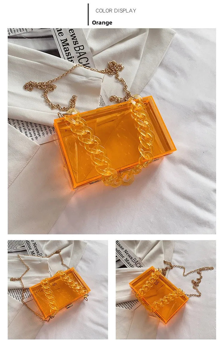 Fashionable Acrylic Handbag Women's Hot Sale Of The Season New Chain Box Bag Transparent Handbag Cross-Border Style Small Siz...