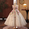 HETISO 1-14Y Flower Girl Dress Lace Sleeveless Princess Toddler Kids Children's Wedding Evening 1st Birthday Pageant Party Gown