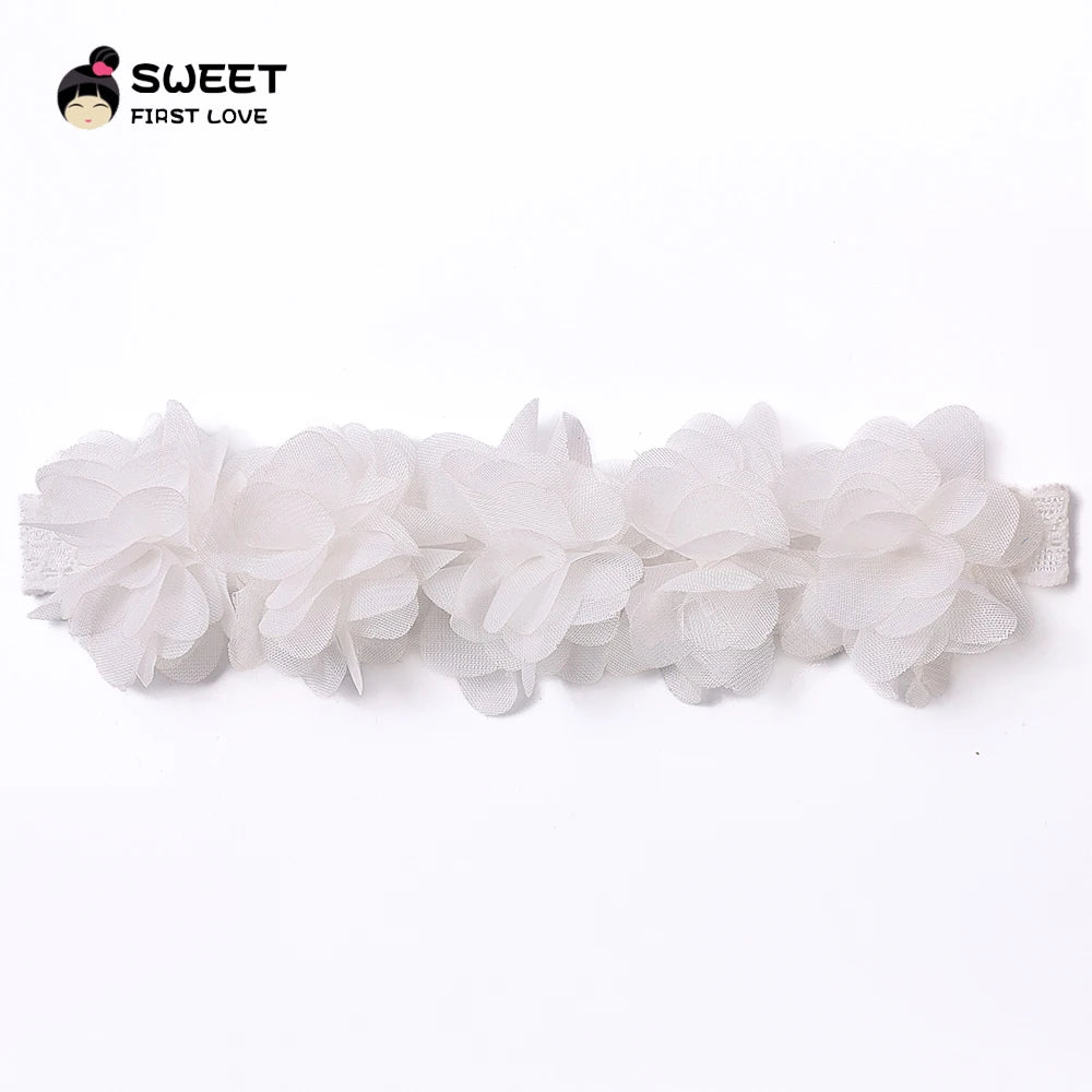 Pink Baby Flower Headband Pink Chiffon Hair Bands Handmade Diy Headwear Hair Accessories For Kids Children Newborn Toddler