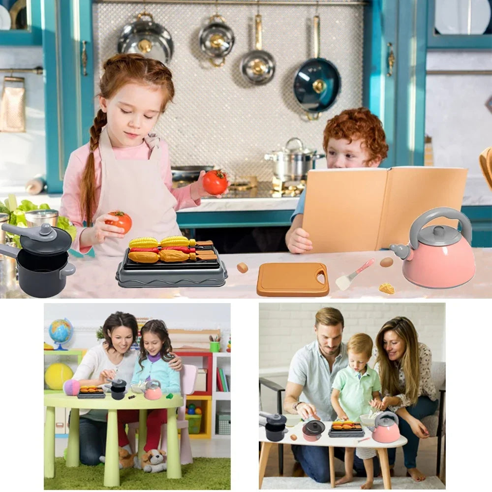 Juego de juguetes de cocina para niños de 92/69/59 piezas, kit de accesorios de cocina de juego con ollas de juego, comida de juguete de simulación, regalo para niñas y niños pequeños