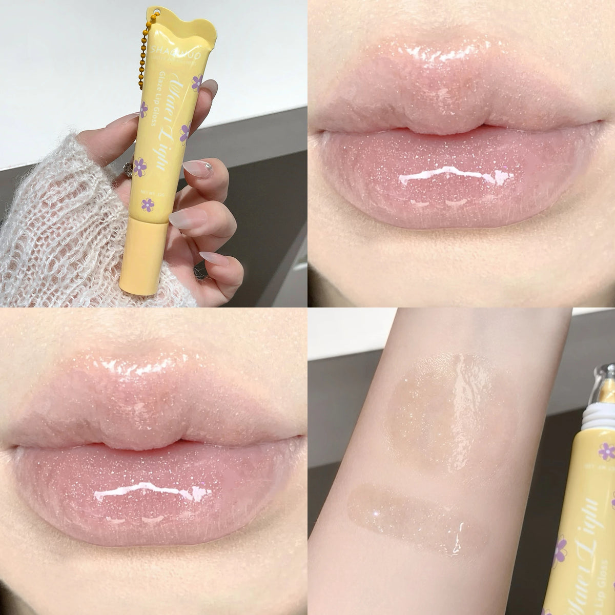 SHAQINUO Glittering Mirror Lip Gloss, Hydrating Shimmer Lip Glaze