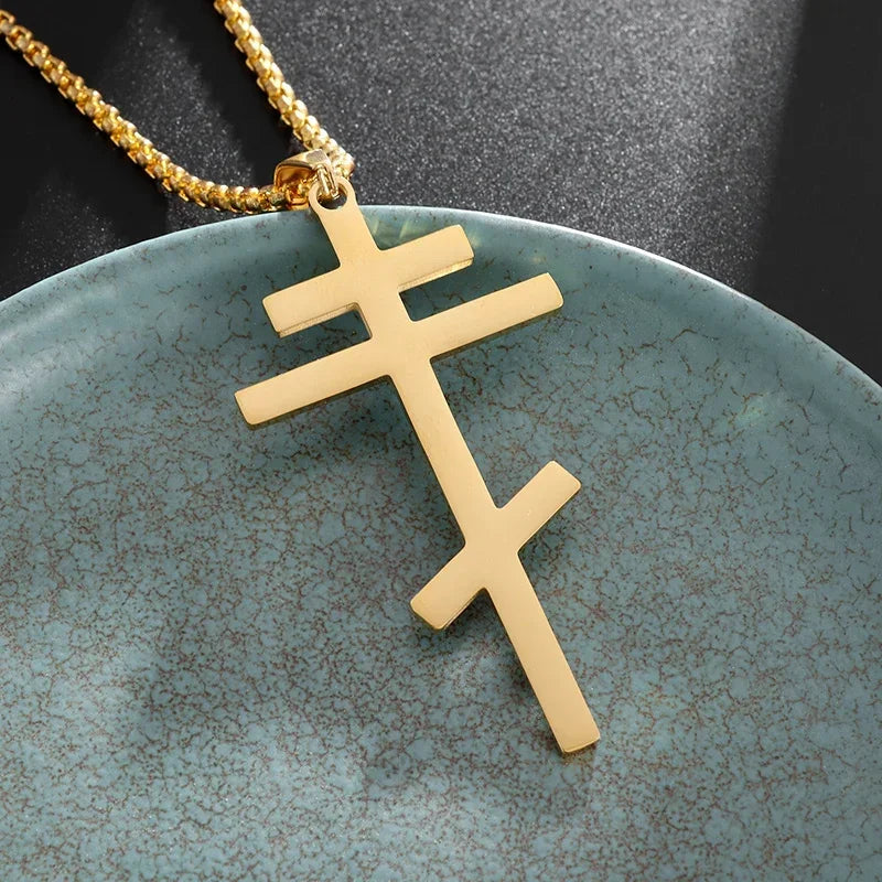 Jesus Christ Cross Mens Necklace Gold Color Cross Religious Pendant Necklace Accessory Chain Accessories