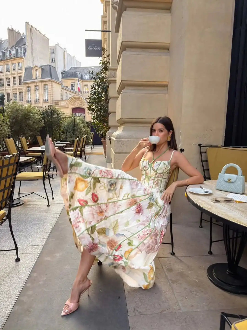 Floral Printed Sleeveless Halter Neck Maxi Dress Lady Waist Cinching A-Line Dresses 2026 Women'S Summer Vacation Vestidos