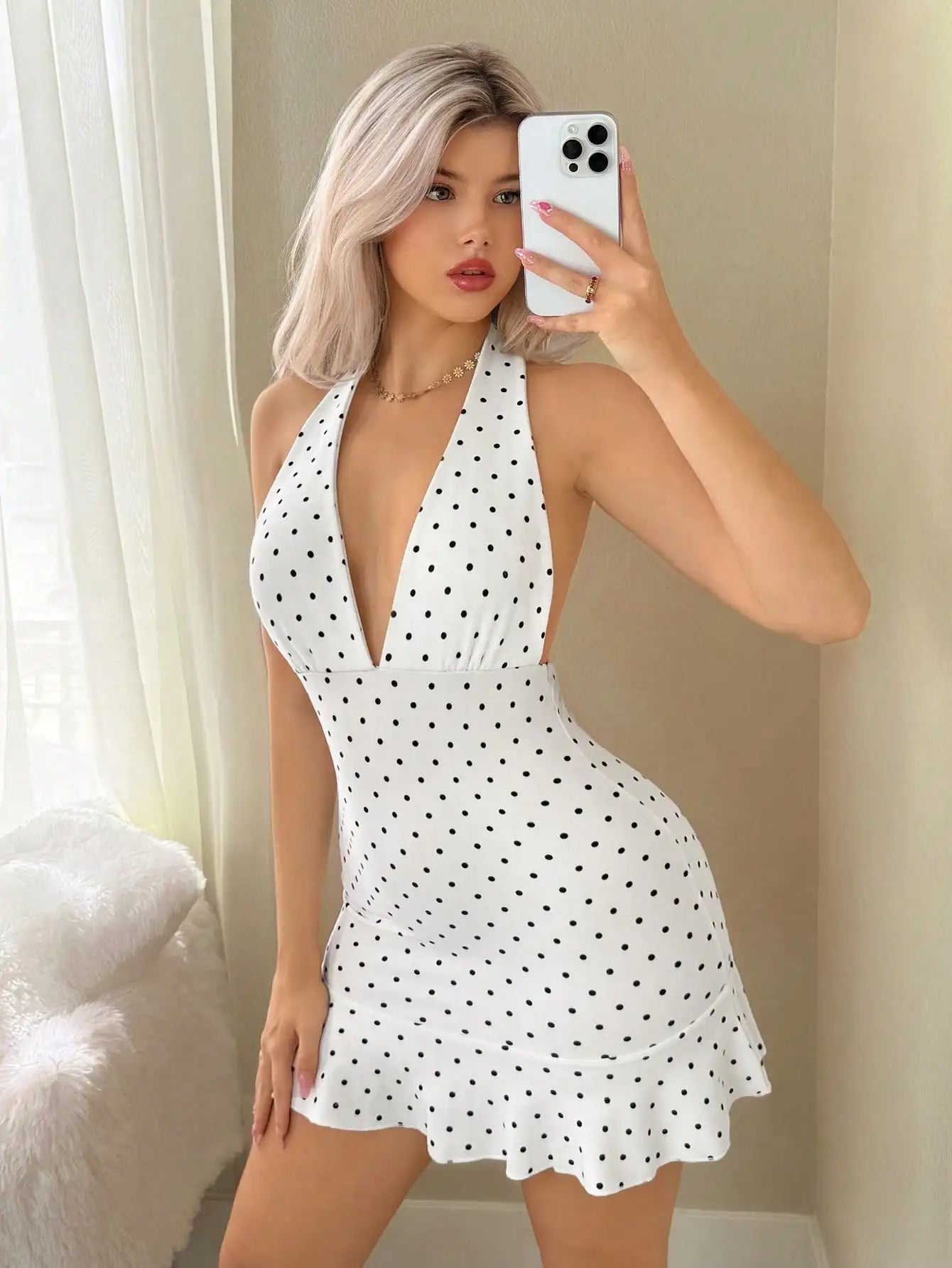 Sleeveless Halter Mini Dress  | Slim Knit Party Dress