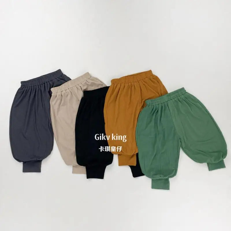 2026 Summer New Children Casual Pants Solid Toddler Girls Thin Lantern Trousers Boys Mosquito Proof Pants Cotton Kids Clothes