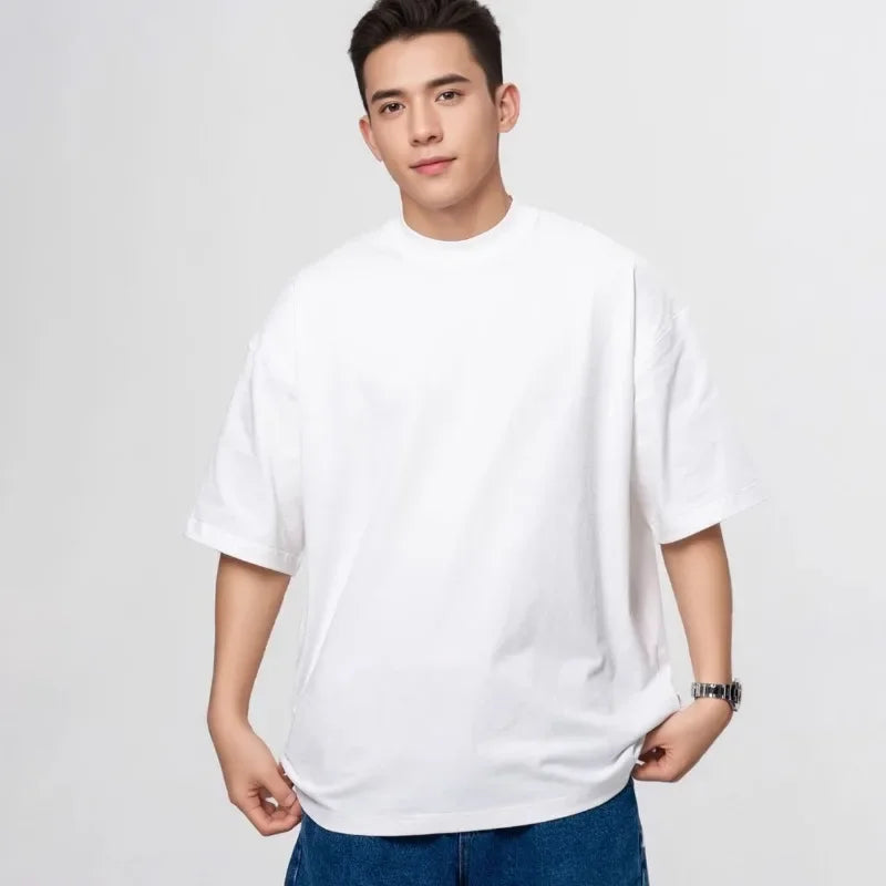 Heavy Wight 425 grams Men T Shirt Cotton Half Sleeve Brathable High Qaulity Round Neck Basic Tops Men Summer T-Shirt