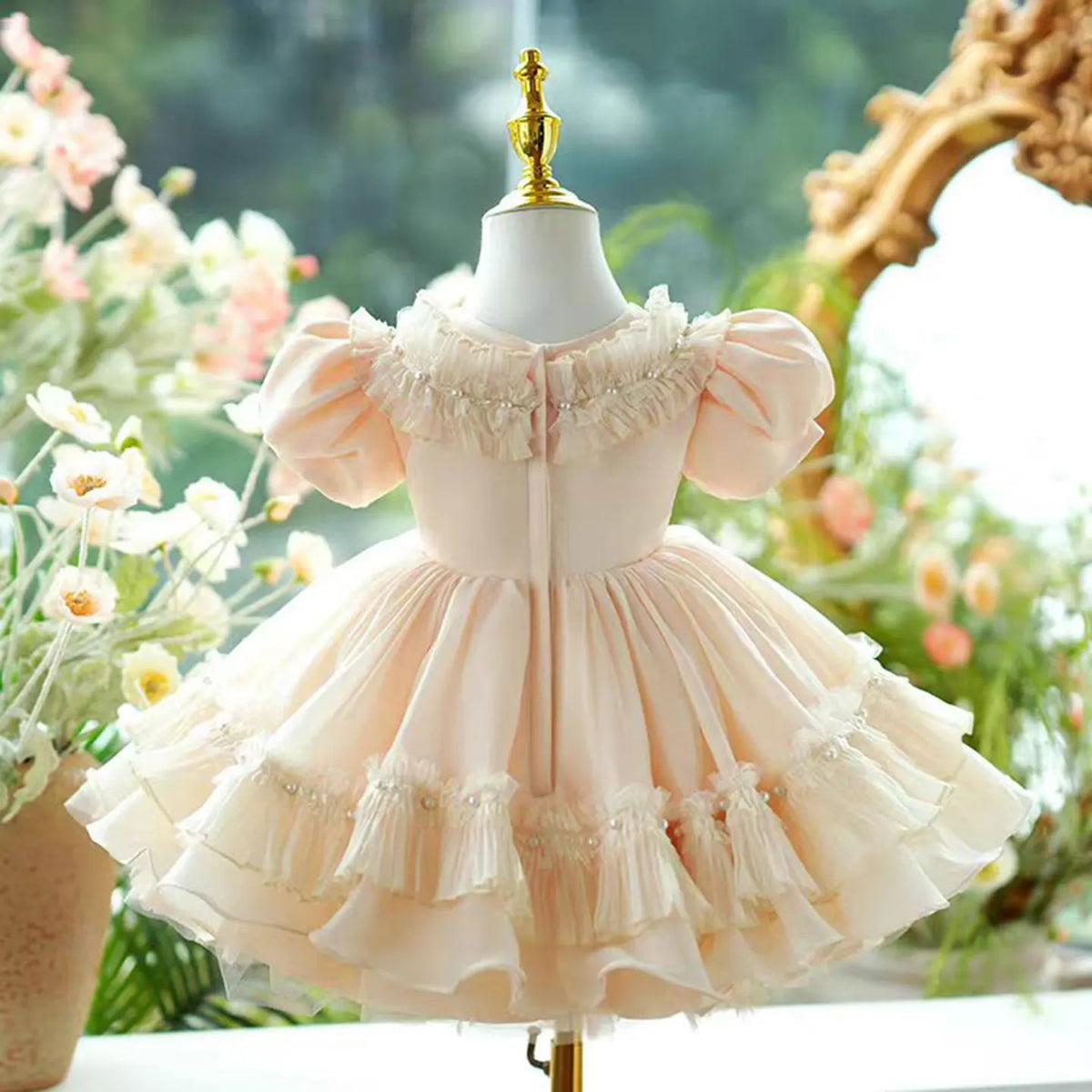 Dreamy Vow J073 Elegant White Dubai Girl Dress Pink Eid al-Fitr Baby Children Clothes for Wedding Birthday Holiday Party 2025