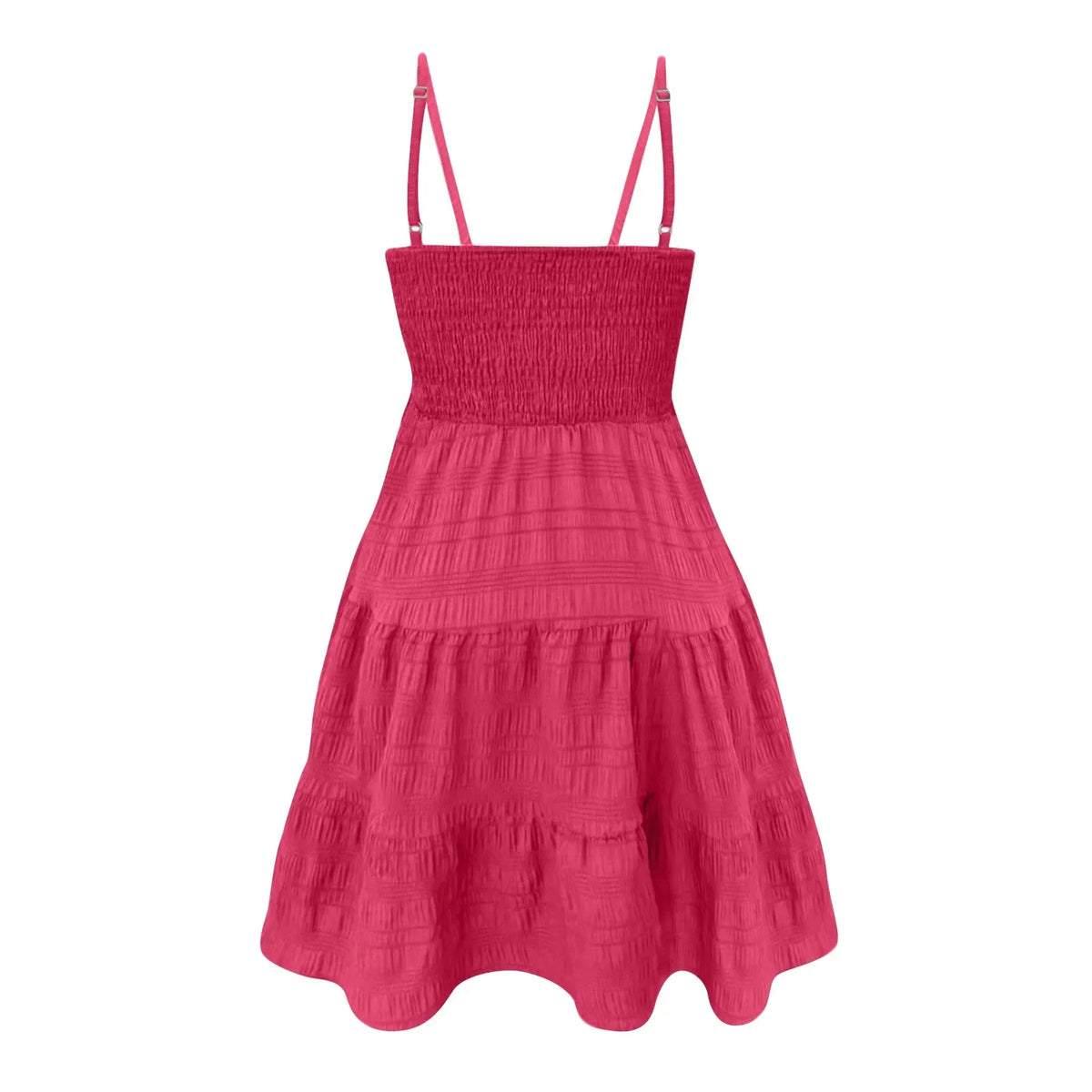 Bohemian Beach Sundress Women Sexy Sleeveless Backless Big Swing Mini Dress Solid Spaghetti Strap Ruffles Dress Summer Vestidos