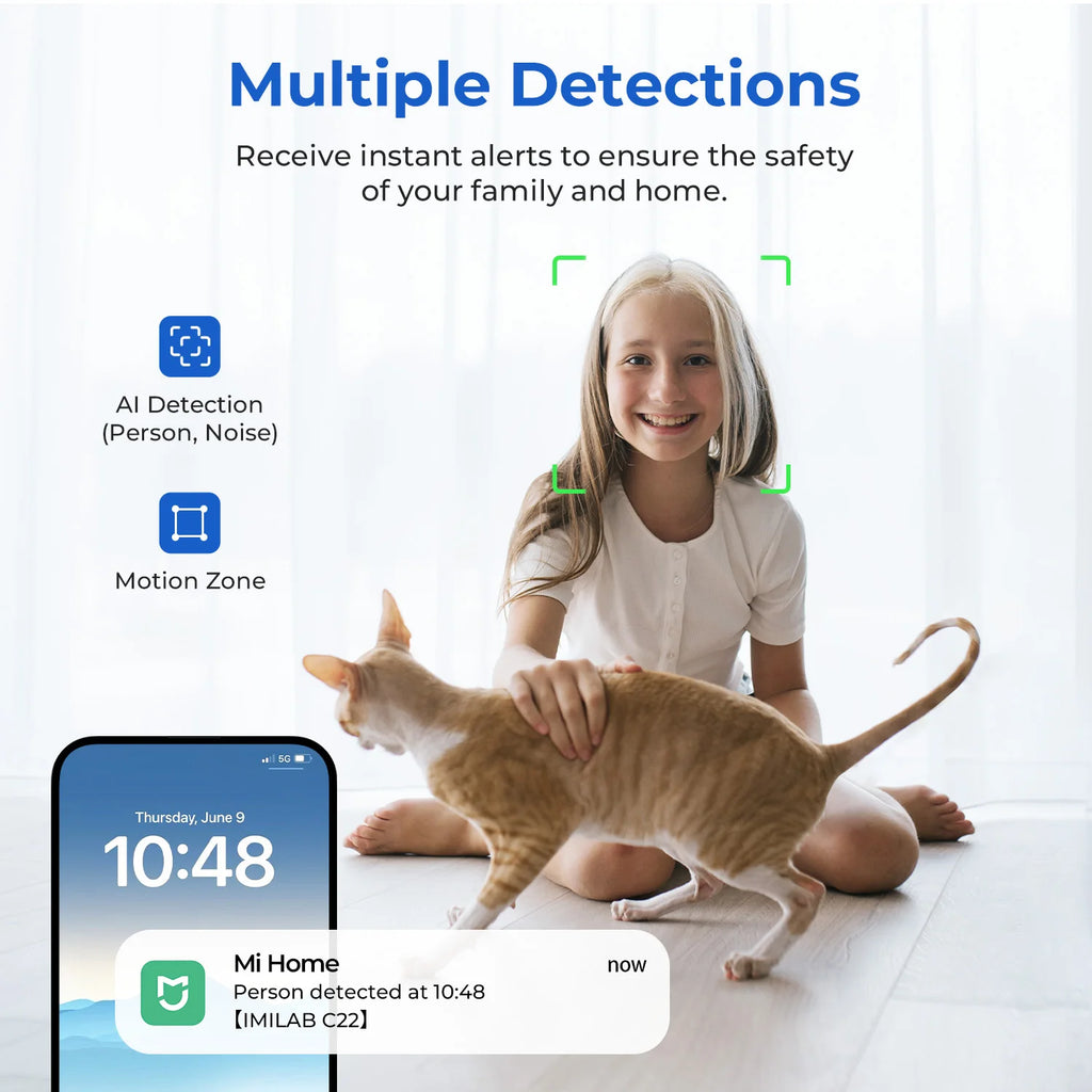 IMILAB Baby Monitor Indoor Security Camera with AI Detection Night Vision 2-Way Audio 360° PTZ Compatible with Xiaomi Home App