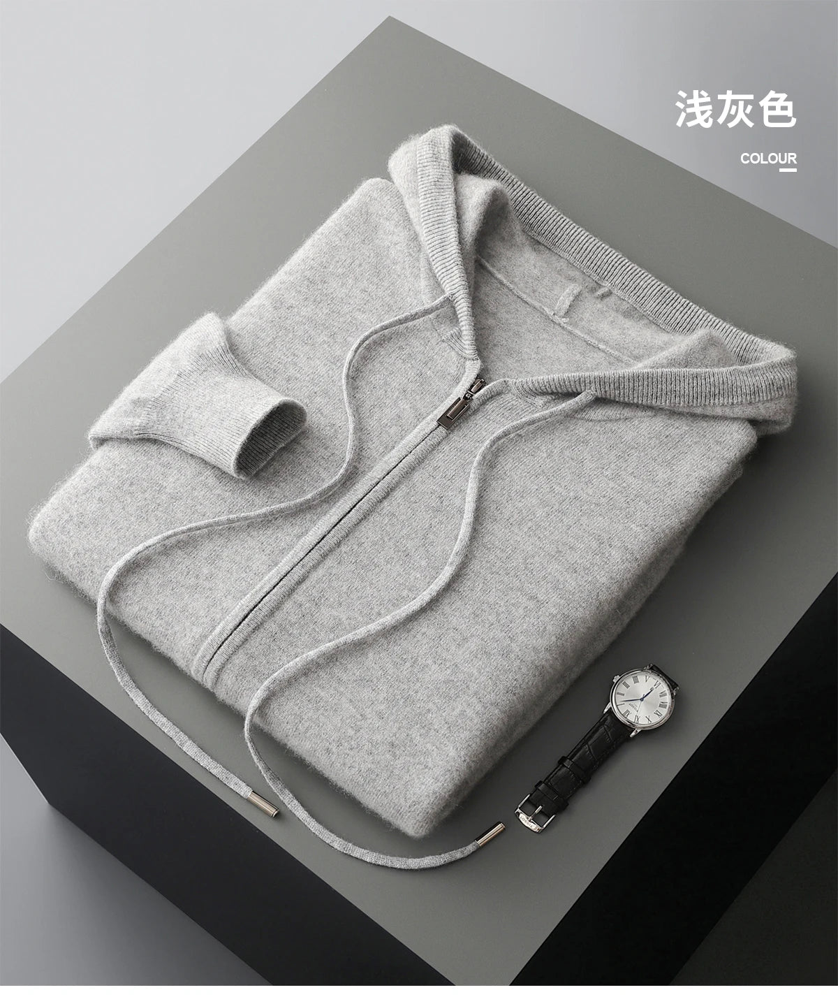 Men's Cashmere Knit Hooded Cardigan Zip Up Sweater For Premium High Quality Warmth And Style