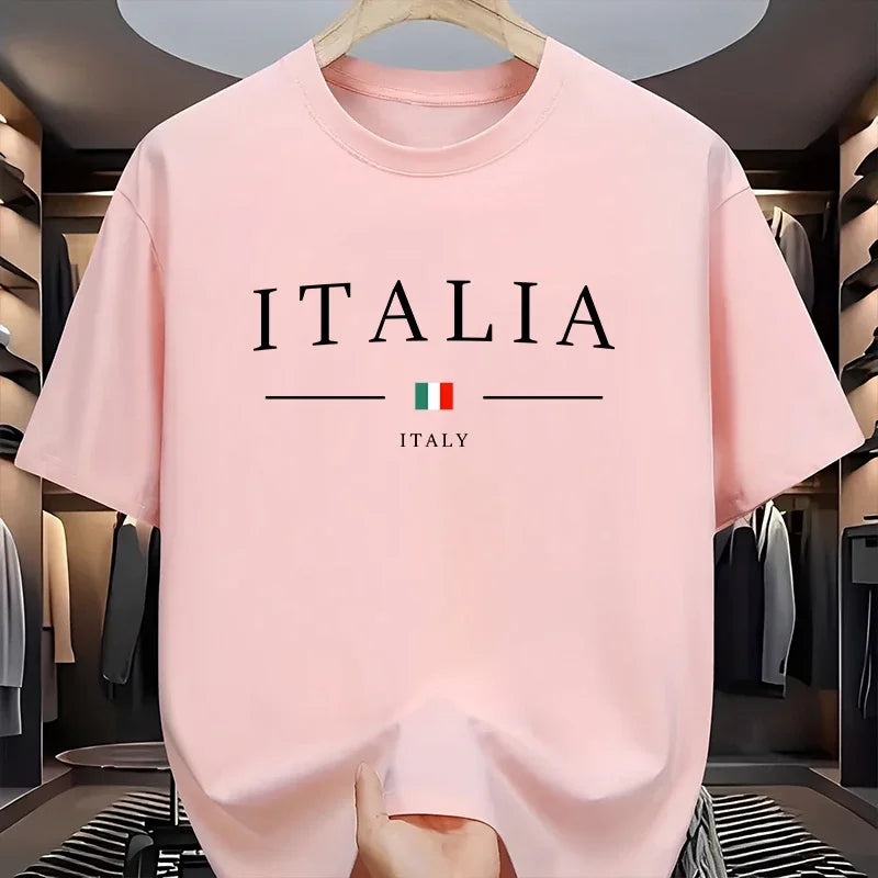 Italy Fashion T-Shirts For Men High Quality 100% Cotton O-Neck Short Sleeved Summer Daily Casual Sports Cool Tees City Vibe Tops