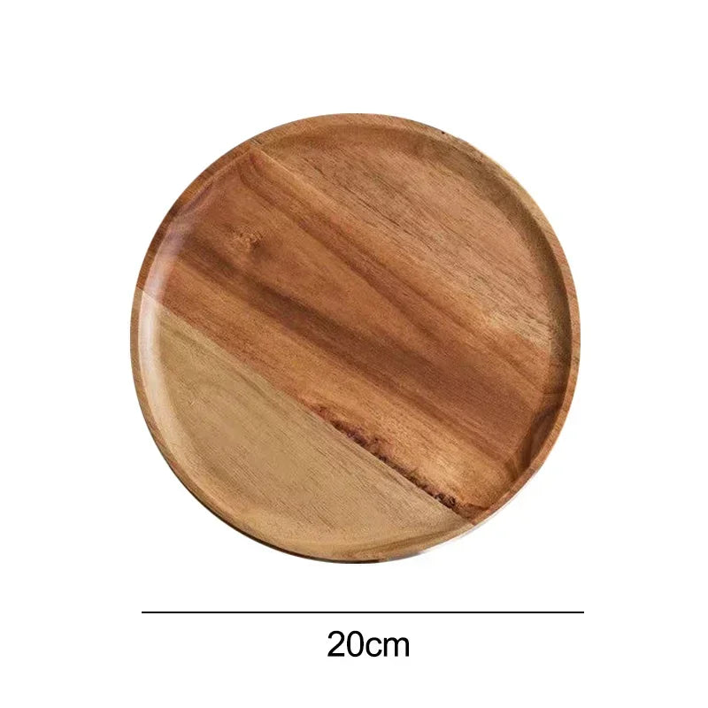 2026 New 15/20/25cm DIY Thinking Wooden Plate Round Tea Wooden Dining Plate Snack Bread Dried Fruit Plate