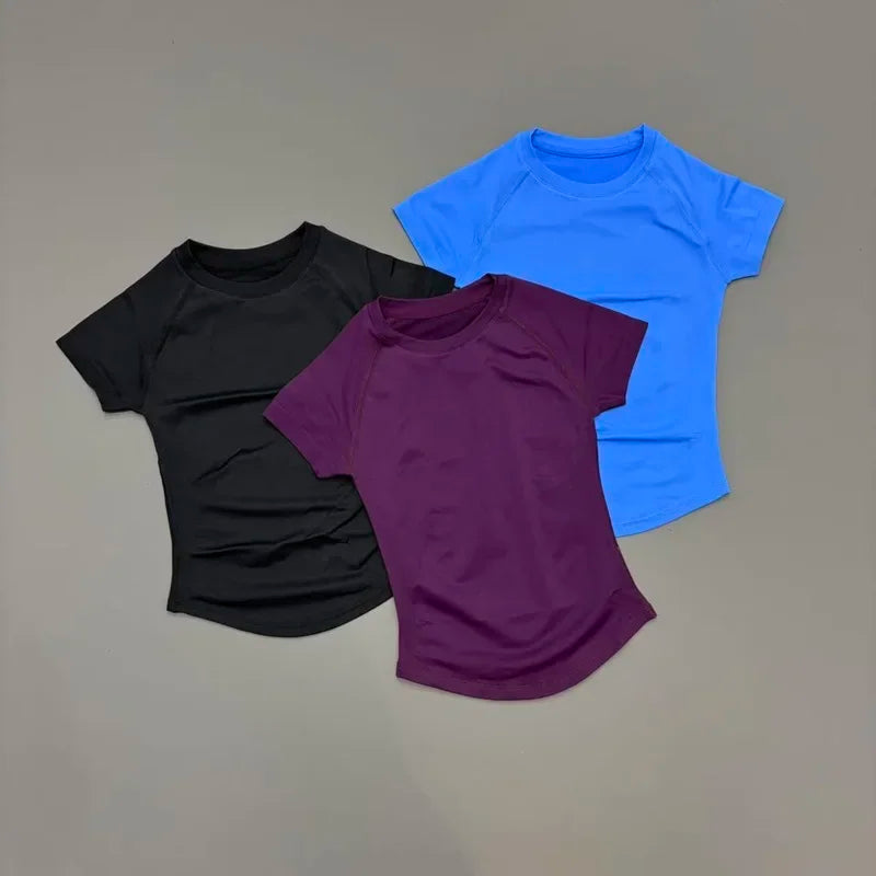 Short Sleeve Seamless Yoga Top Women Quick Dry Breathable Slim Fit Workout Gym Running Fitted Sports T-Shirt Activewear
