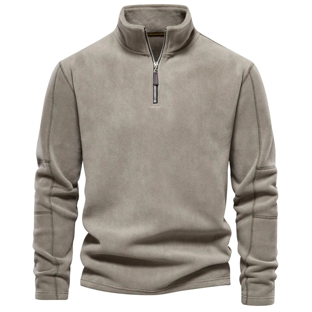 Aiopeson Men's Thick Fleece Jacket With Zipper Neck Pullover Soft Shell For Warmth