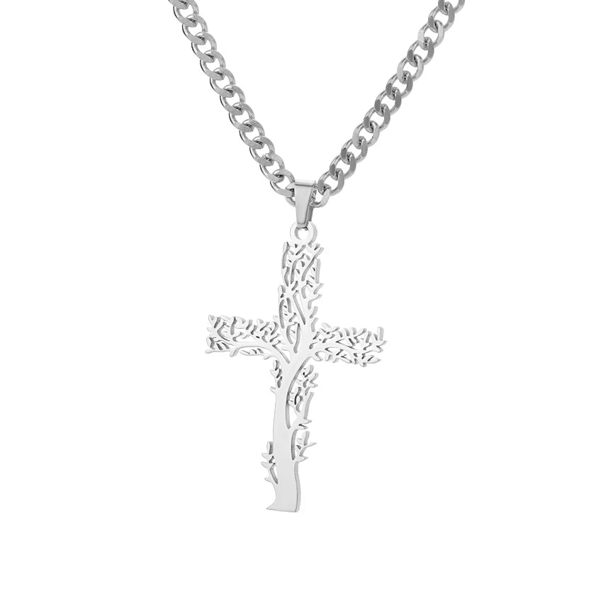 Stainless Steel Jesus Cross Necklace For Women'S Men Gold Color Caravaca Angels Crucifix Charm Choker Rapper Jewelry Hip Hop