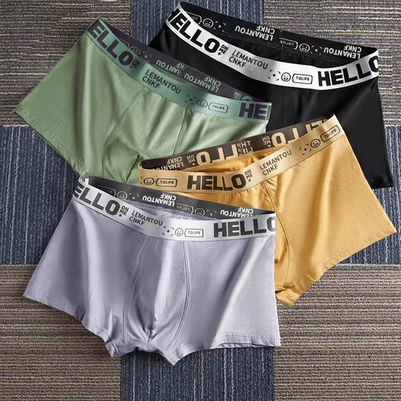Men'S Mid-Waist Thin Sports Briefs Breathable Comfortable Large Size Boxer Shorts Youth Comfortable Flat Angle Underwear
