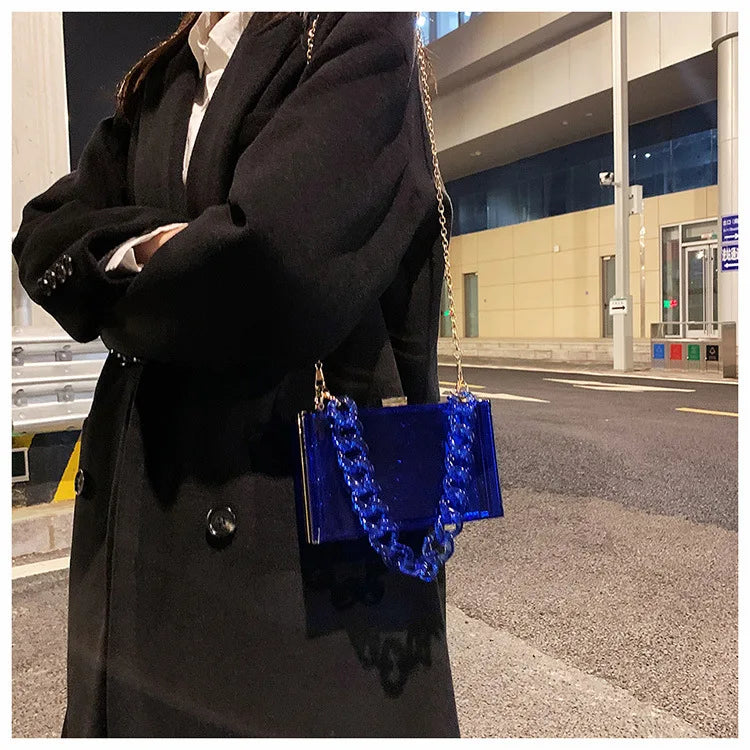 Fashionable Acrylic Handbag Women's Hot Sale Of The Season New Chain Box Bag Transparent Handbag Cross-Border Style Small Siz...