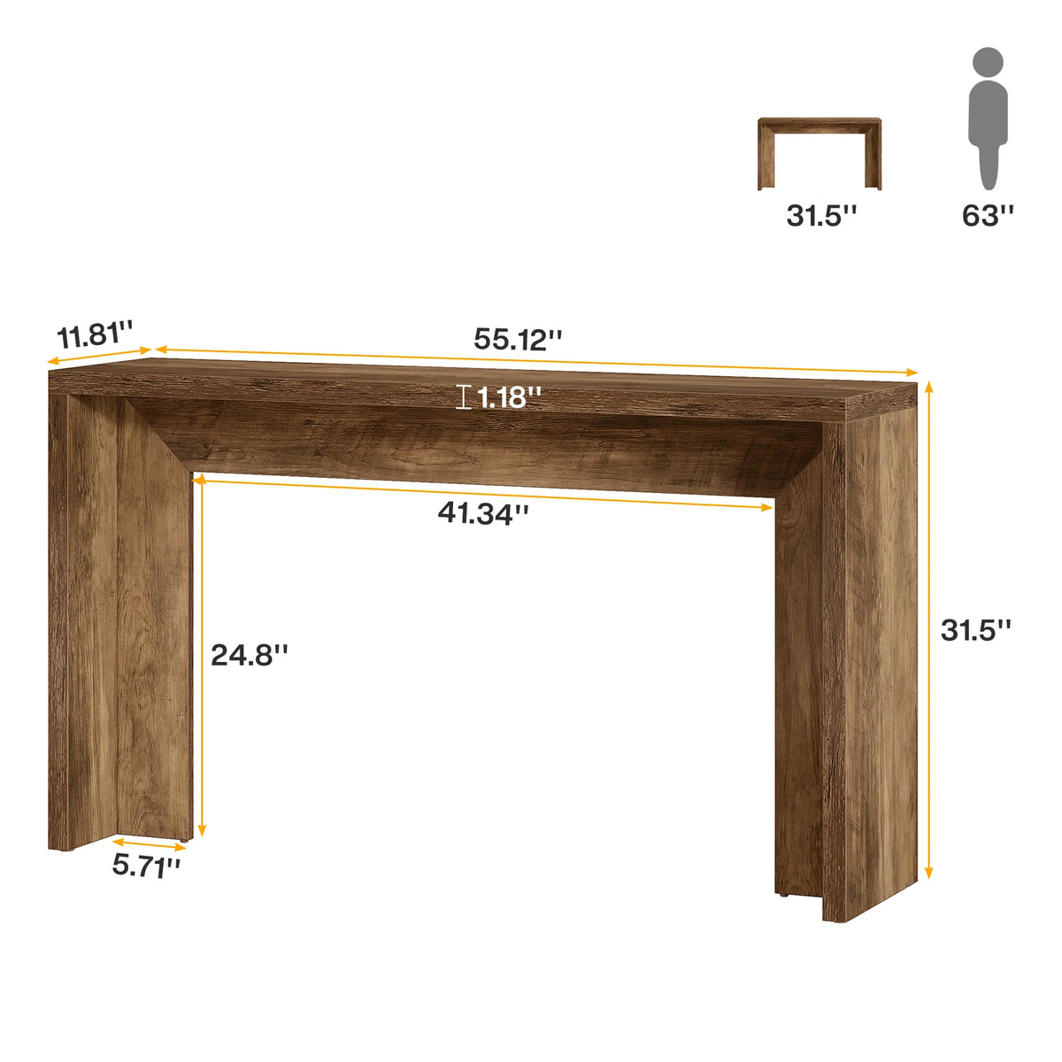 Tribesigns Farmhouse Console Table, 55-Inch Wooden Sofa Table with Storage for Entryway, Foyer, Hallway, Living Room, Brown
