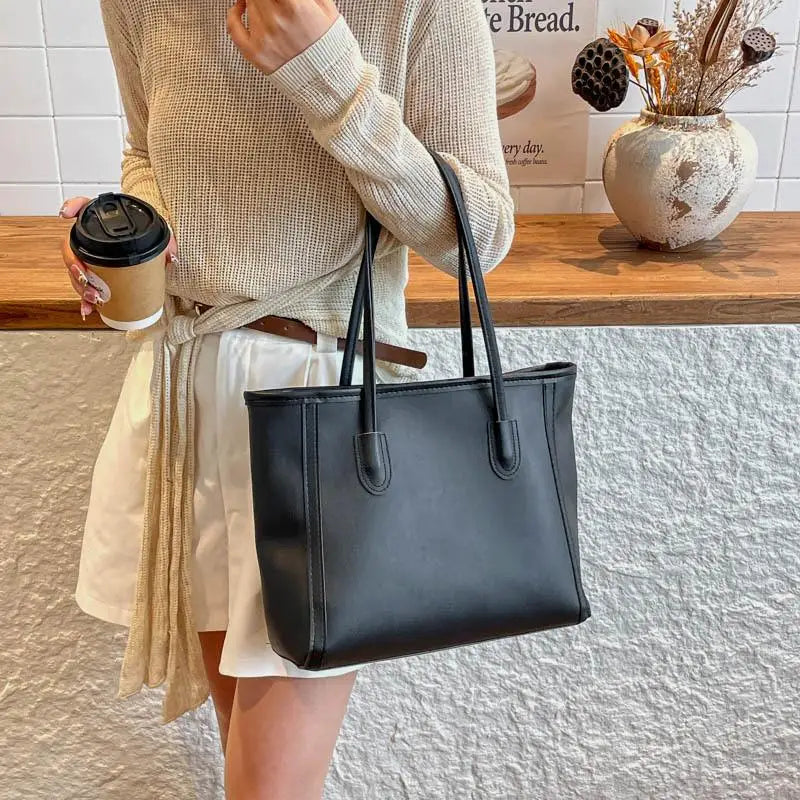 Women Tote Bag Large Capacity PU Leather Commuting Versatile Simple Shoulder Bag Crossbody Work Handbag Fashion Travel Casual