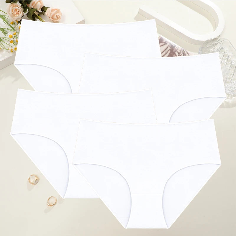 Plus Size Womens Comfort Cotton Panties Set High Waist Seamless Breathable Underwear 4 Pack S To 2XL