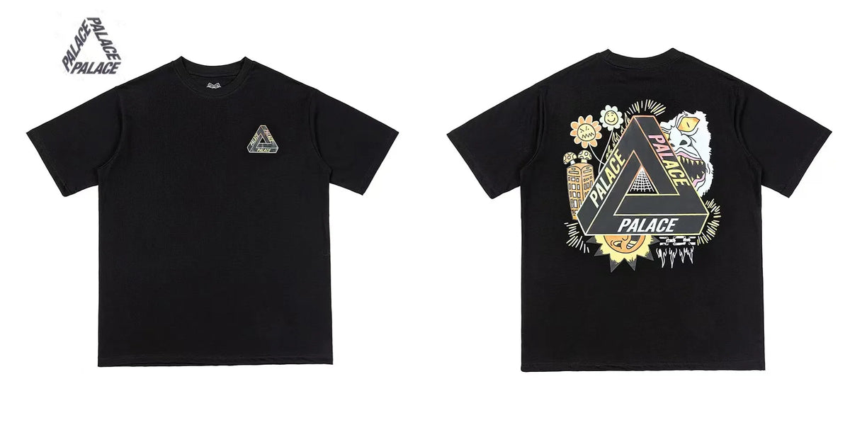 Palace Triangle Print Cotton Casual T-Shirt - Men's Short Sleeve