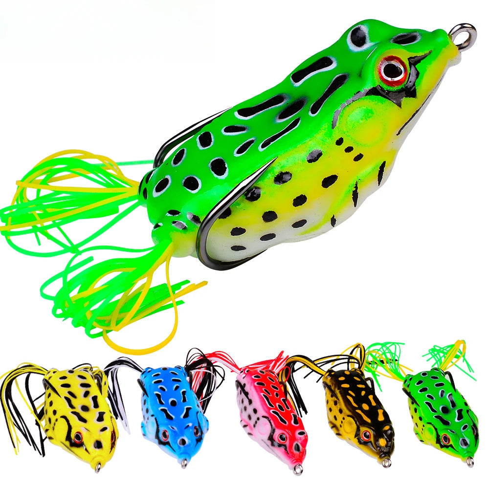 2PCS Soft Silicone Frog Baits, 5G, 8.5G, 13G Plastic Freshwater Fish Baits with Fishhooks, Top Water Rays, Artificial 3D Eyes