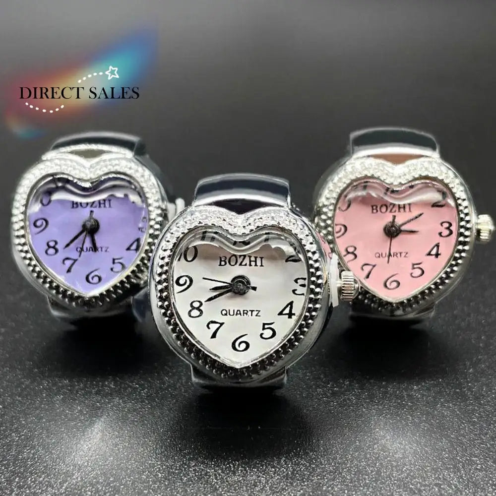 Vintage Heart Shape Quartz Finger Watch Ring