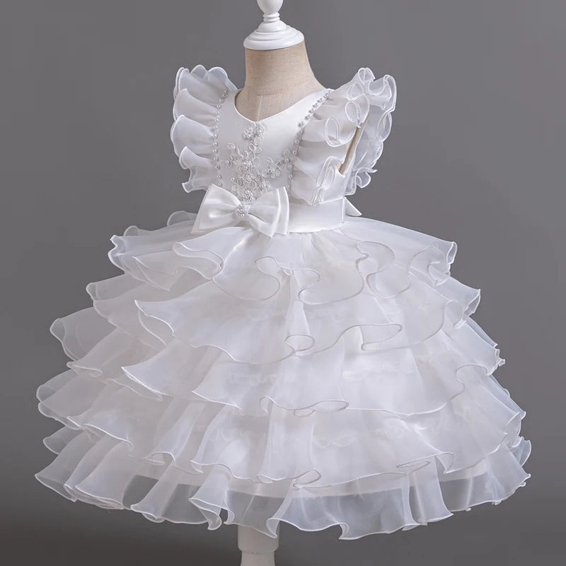 3-10 Years Children Boutique Dinner Party Formal Dress Princess Pink Elegant Glitter Ball Gown Baby Girls Birthday Party Dresses