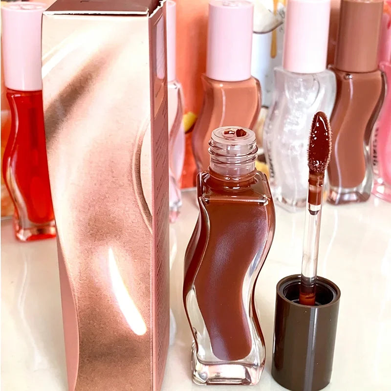 Fashion Dopamine New Summer Long-lasting Moisturizing Lip Oil Gloss Care Lips Plumping Exfoliating Watermelon Milky Mocha Gloss