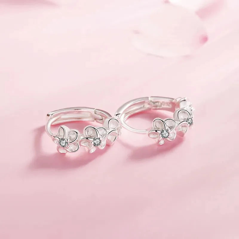 Top Sale 925 Sterling Silver Needle Earrings For Women'S'S Wedding Fashion High Quality Jewelry Crystal Zircon Flower Cute Stud