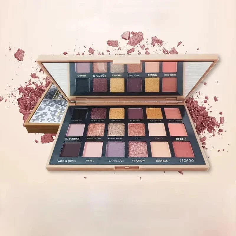 18-color Eye Shadow Palette Pearlescent Flow Finish Matte Glitter Rose Gold Black Punk-inspired Tones Party Makeup