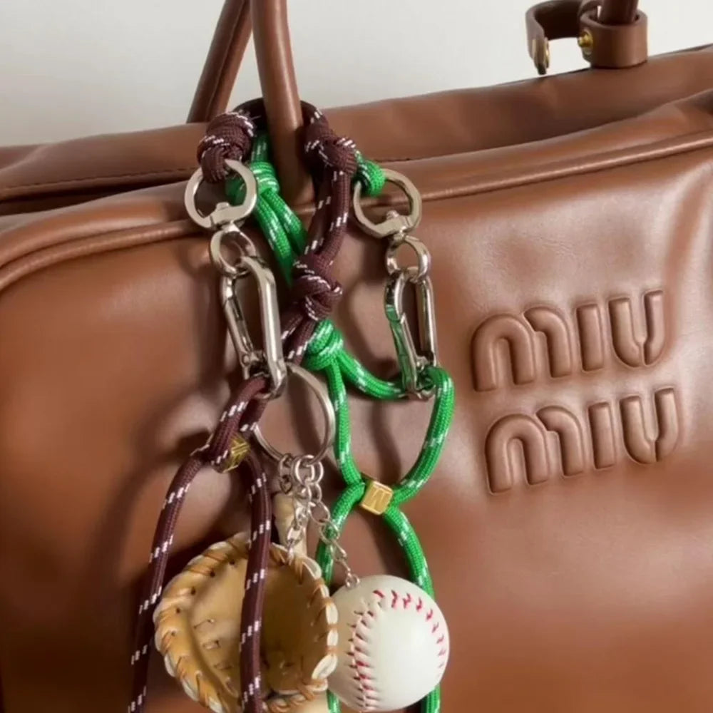 Colorful Miu System Baseball Car Keychain Bag Pendant Mobile Phone Hanging Nylon Rope Weaving Bag Hanging Accessories For Handba