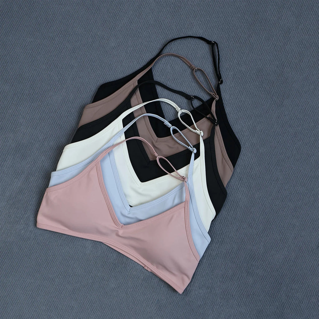 Women's Summer Halter Neck Padded Sports Yoga Bra Shock Absorption Support Backless Crop Top for Outdoor Running And Gym