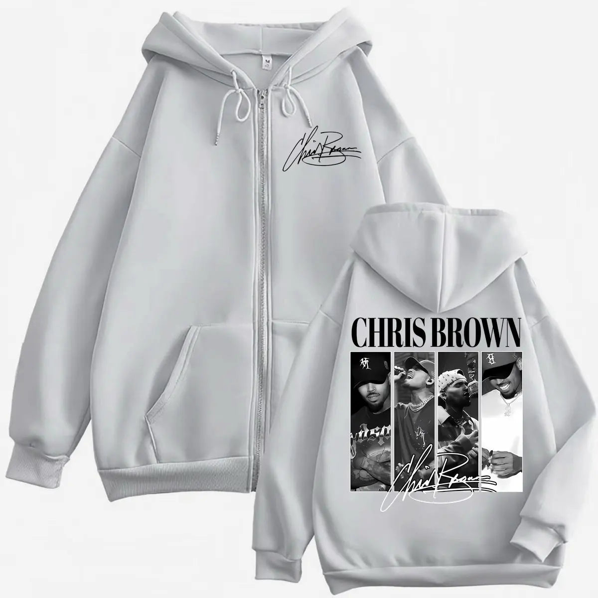 Rapper Chris Brown Graphic Zipper Hoodies Men Women Vintage Fashion Zip Up Pullovers Harajuku Hip Hop Long Sleeve Sweatshirts