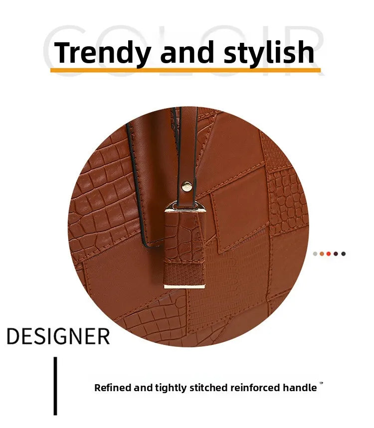 Trendy Lizard Pattern Mother-Daughter Handbag Summer 2025 Vintage Style Women's Tote Shoulder Bag Crossbody Bag Large Size