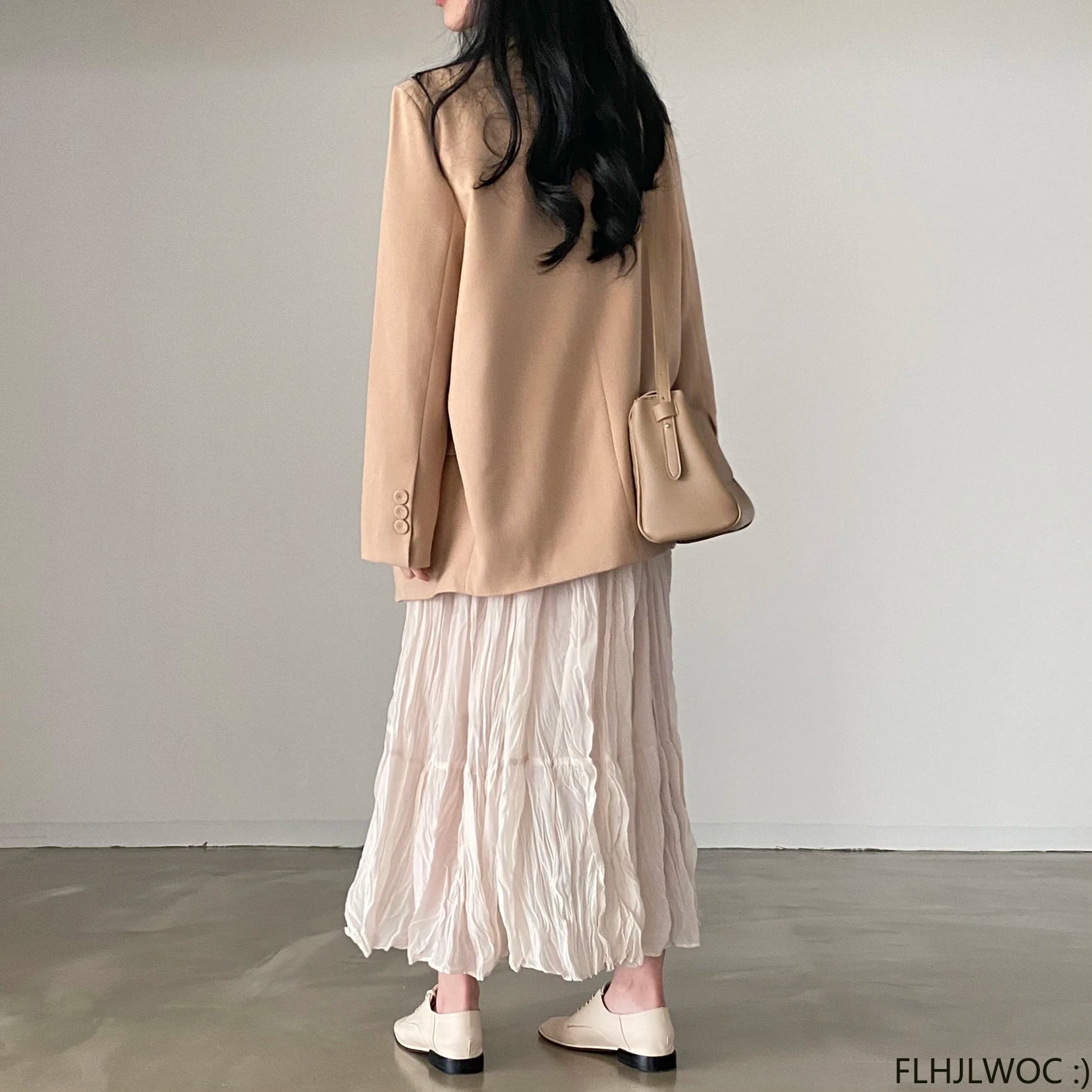 Autumn Spring Wrinkle Loose Dresses New Hot Women Cute Japan Style Retro Vintage Girls Holiday Casual Solid Apricot White Dress
