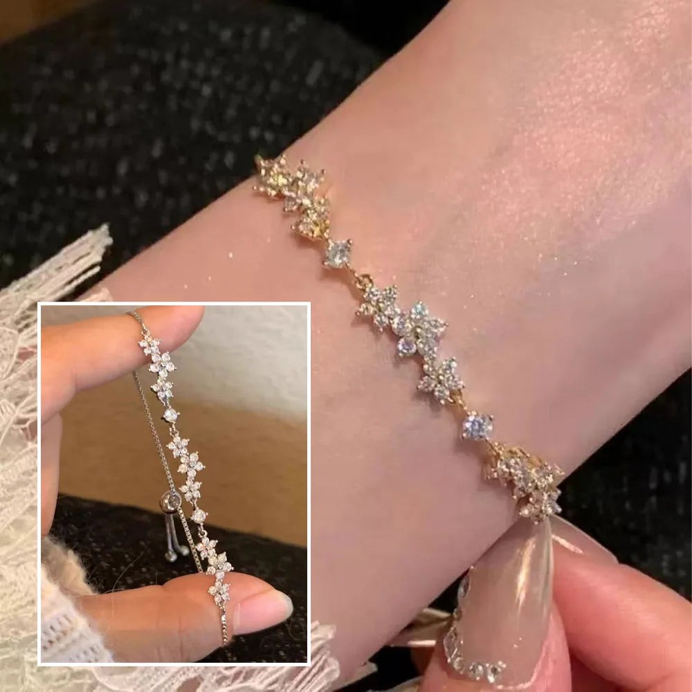 Zinc Alloy Bracelet Sparkling Zircon Flower Bracelet Handmade Bracelet Alloy For Daily Wear Fashion Accessory Party