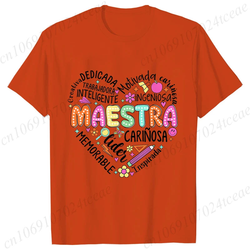 Spanish Maestra Women's T-Shirt Casual Short Sleeve Graphic Tee