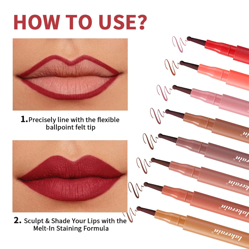 Waterproof Lip Liner Stain Lip Lingerie Long Lasting 8 Colors Transfer Proof Smudge Resistant Color No Bleed Formula  Cosmetics