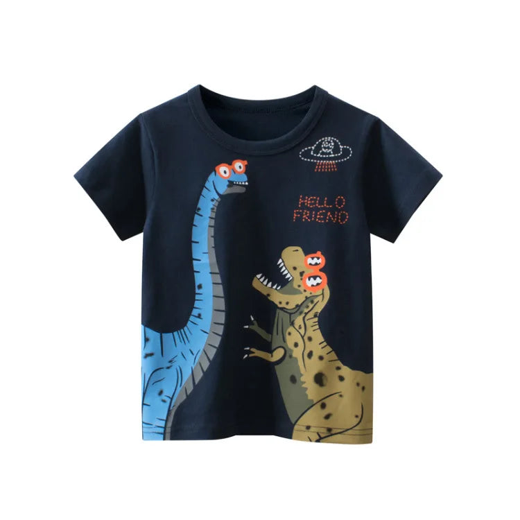 Tsaujia Boys' Short Sleeve Cotton T-Shirt - Cartoon Print Active Top