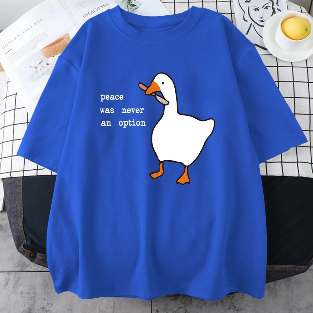 Peace Was Never An Option Prints Mans Cotton Tee Clothing Creativity All-Math Short Sleeve Fashion Casual Loose Tops Men T-Shirt