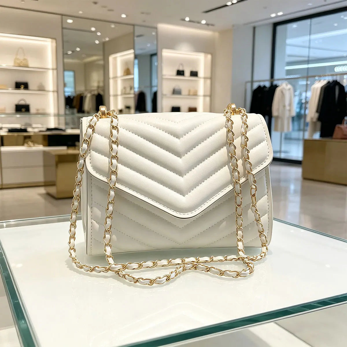 Fashionable Elegant Argyle Quilted Small Square Bag Woven Chain Magnetic Suction Buckle Diagonal Cross Bag Commuter Shoulder Bag