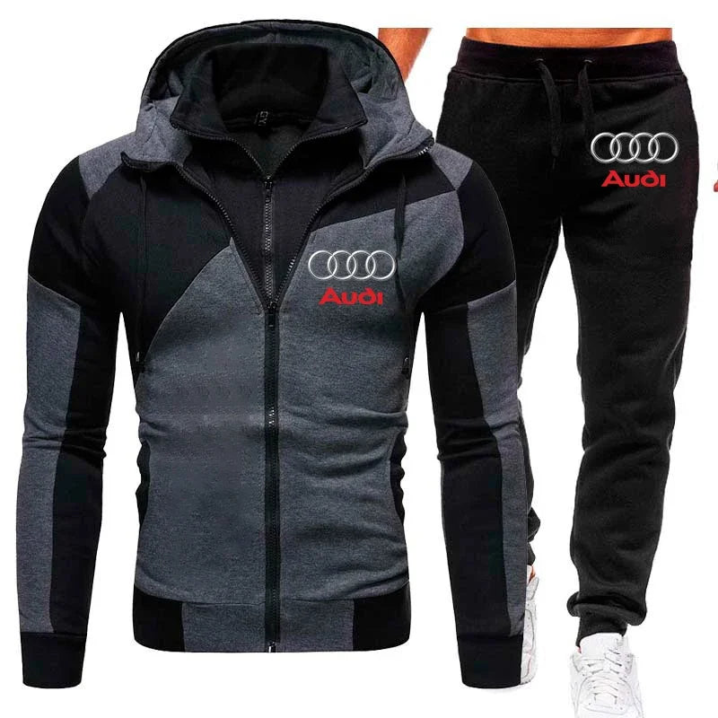 Audi Men's 2-Piece Fleece Tracksuit - Hooded Sweatshirt and Pants