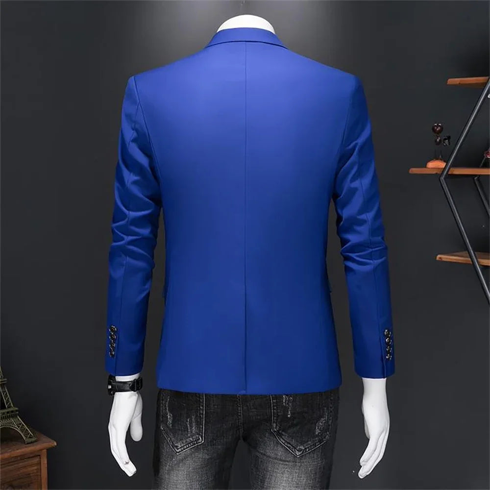 Boutique Fashion Mens Blazer Solid Color Premium High End Suit Jacket For Men Groom Wedding