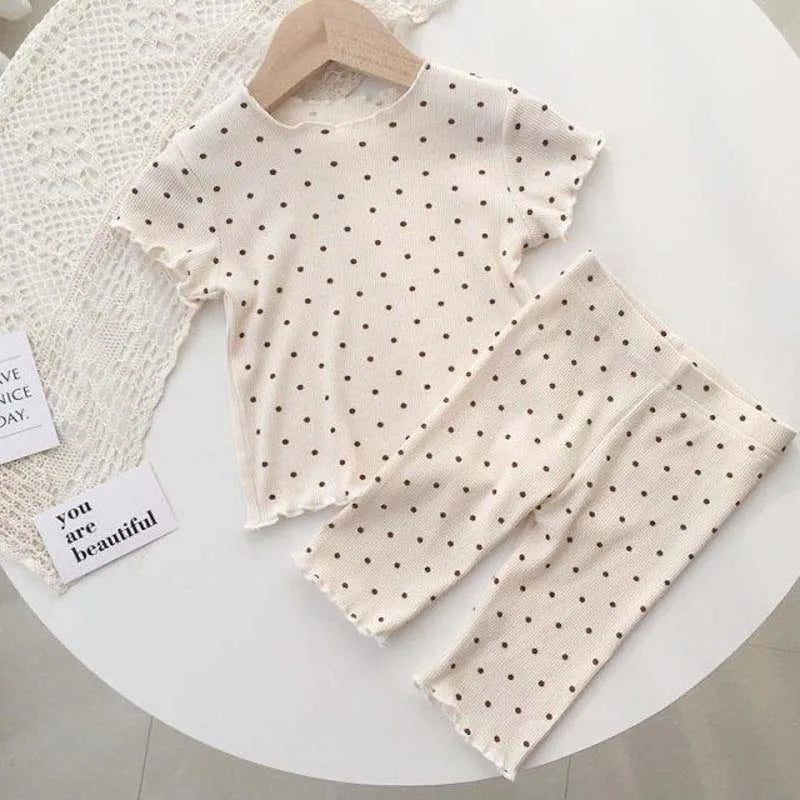 Baby Girl Floral Pajamas Set Summer Short Sleeve Thin Two Piece Outfits Toddler Kids Sleepwear Infant Home Wear Children Clothes