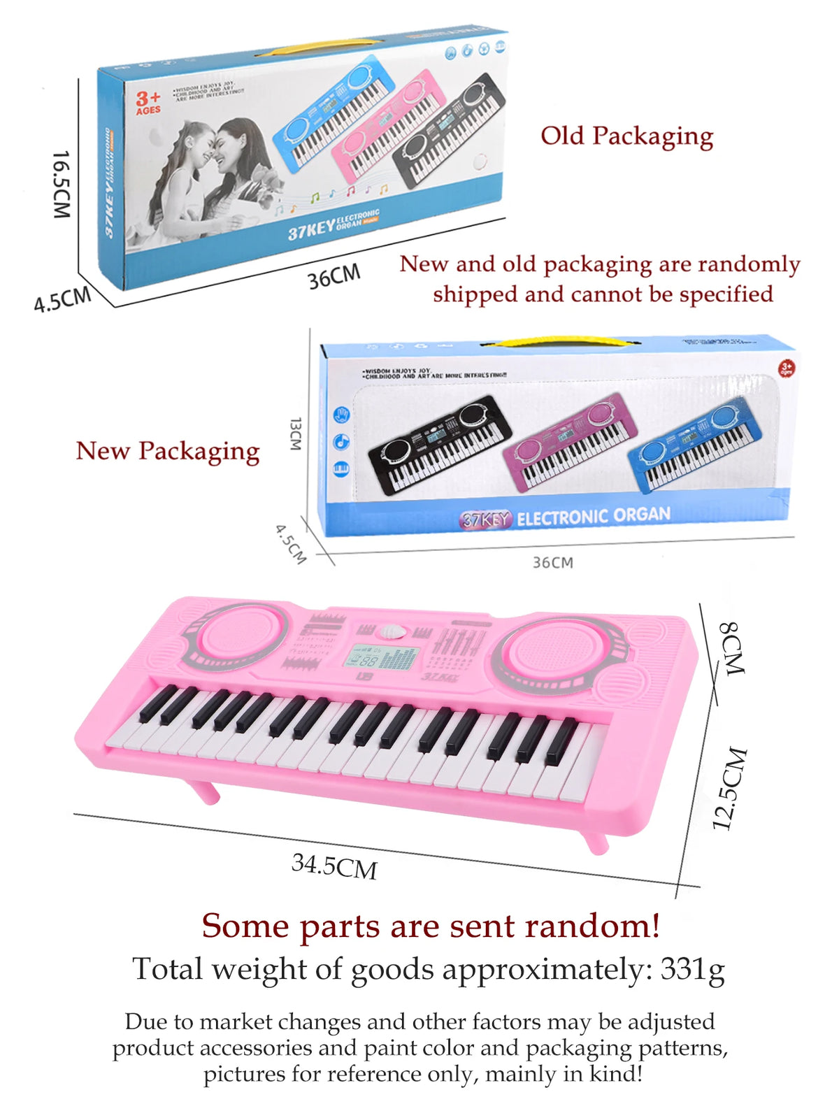 37-Key Portable Electronic Keyboard Piano Toy for Kids