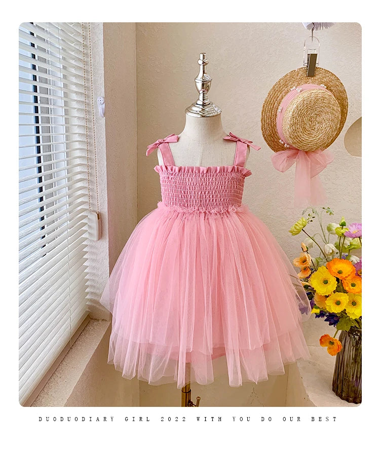 Kids costumes Flower girls tulle dress girls wedding tutu dress formal dress ceremonial dress yarn Suspenders dress