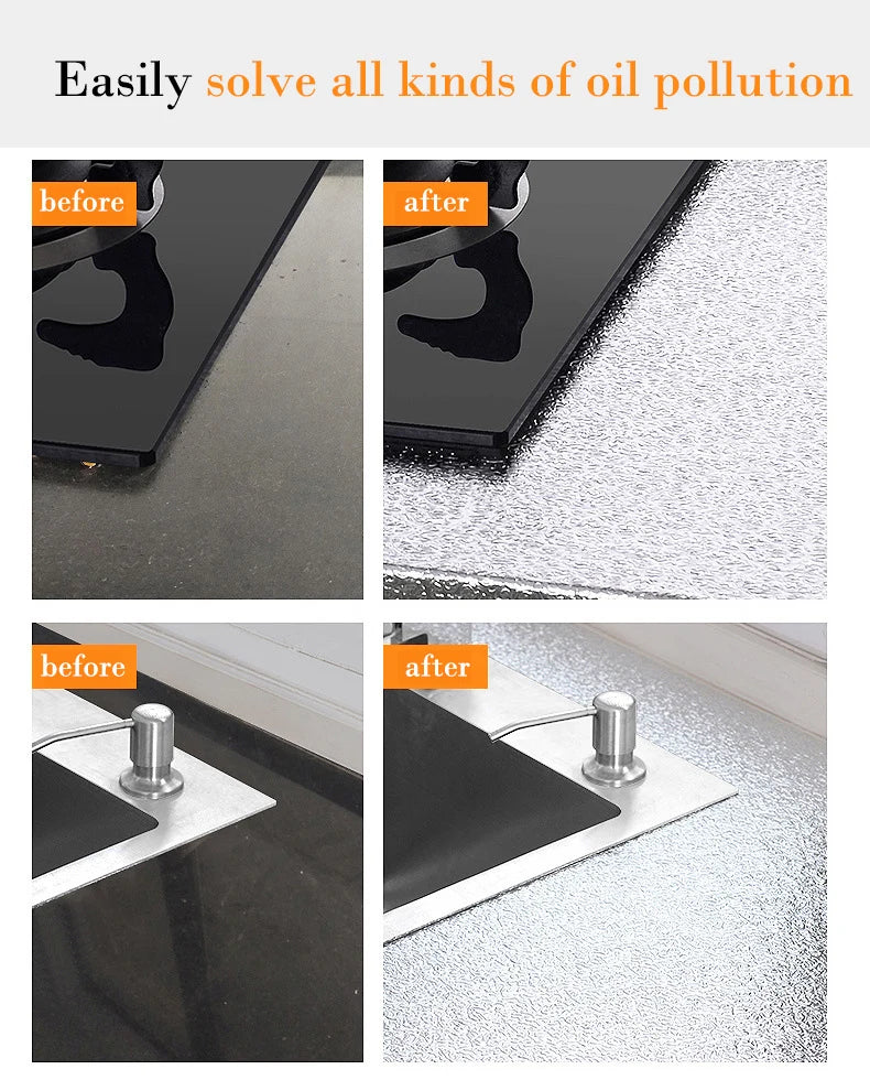 Pegatinas de pared de cocina resistentes a altas temperaturas, pegatinas a prueba de aceite, impermeables para gabinetes, estufas, papel de aluminio