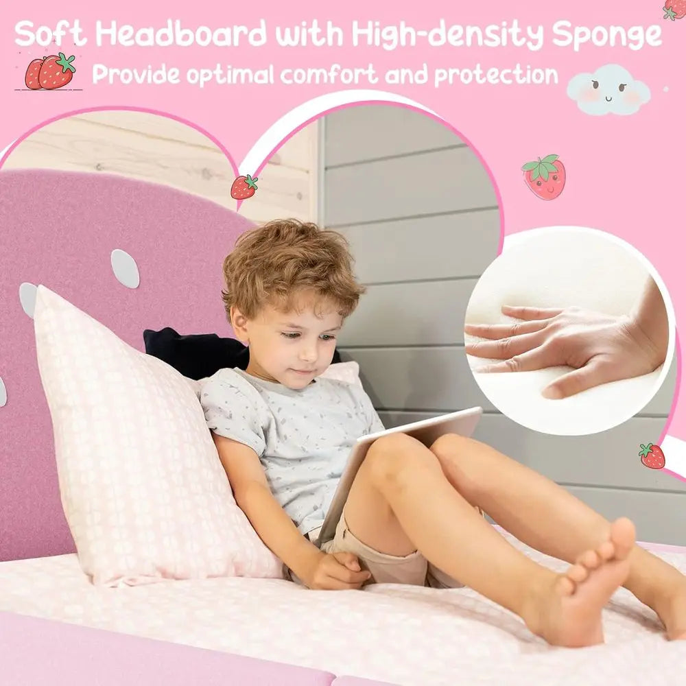 EY Twin Bed es or Kids, Toddler Wooden Twin Bed Platorm w/board & Slat Base, No Box Spring Needed, Children Bedroom urniture or